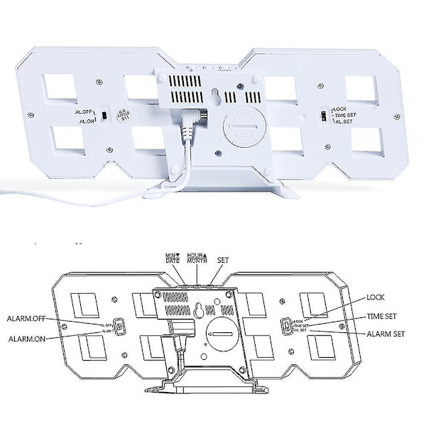 3d digital väckarklocka,vägg LED nummer Tidsklocka med 3 autojustera ljusstyrka nivåer,led elektronisk klocka med snooze funktion,modern nattljus Cl