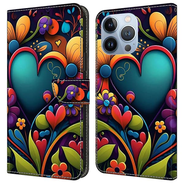 Plånboksfodral i PU-läder med stativfunktion för iPhone 16 Pro Max Multicolor Style L