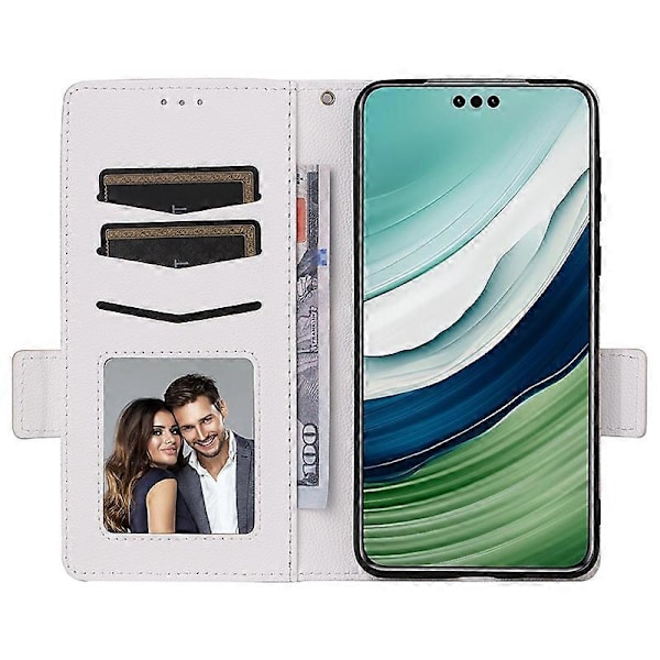 For Huawei Mate 60 Deksel Litchi Tekstur Lommebok Stativ Lær Telefonveske med Stropp Multicolor Style C