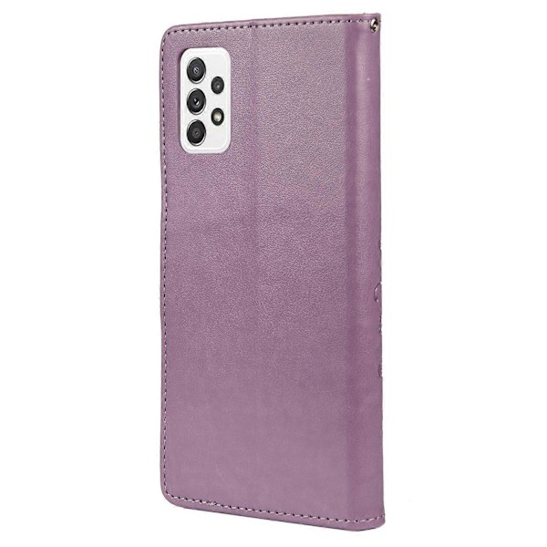 För Samsung Galaxy A53 5G Fjäril Blomma Präglat Läder Ställ Plånboksfodral Mobilskal