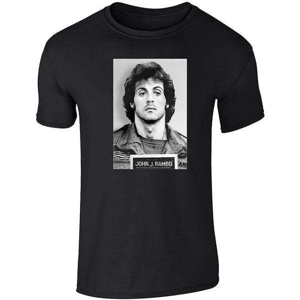 John J Rambo Mugshot grafisk t-shirt Sylvester Stallone Movie T-shirt för män Black 3XL