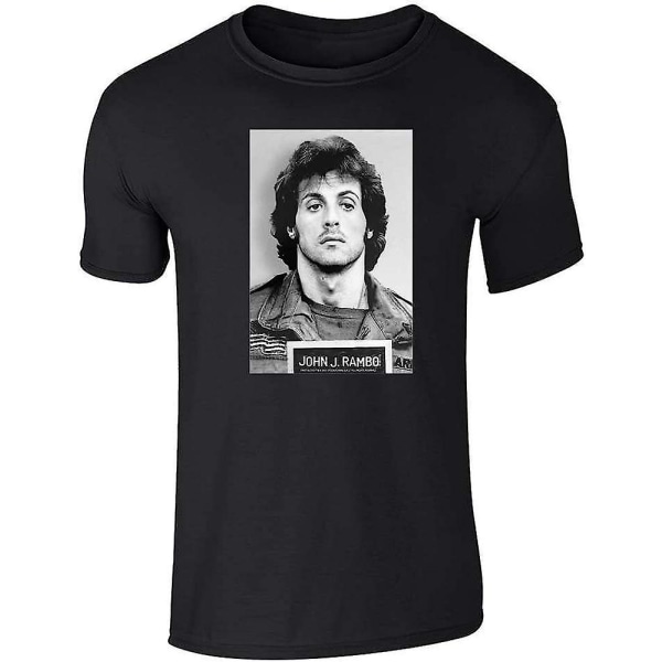 John J Rambo Mugshot grafisk t-shirt Sylvester Stallone Movie T-shirt för män Black M