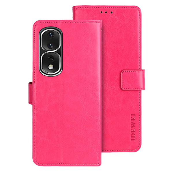 Idewei For Honor 80 Pro 5g Cover Case Stativ Funktion Crazy Horse Texture Pu Läder Flip Telefonskal Rose