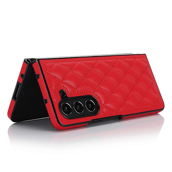 ZD04 Sydd Rombe-Grid Telefondeksel for Samsung Galaxy Z Fold5 5G Anti-Ripe PU+PC Deksel Multicolor Style C