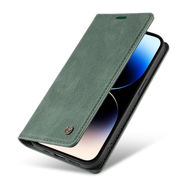 Til Iphone 15 Pro Max Hud-berørings PU Læder Shell Wallet Stand Telefon Cover Green