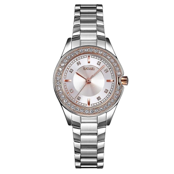 Skmei 1534 Diamond Waterproof Quartz Watch For Women I Utsökt Silver Rose Gold Design