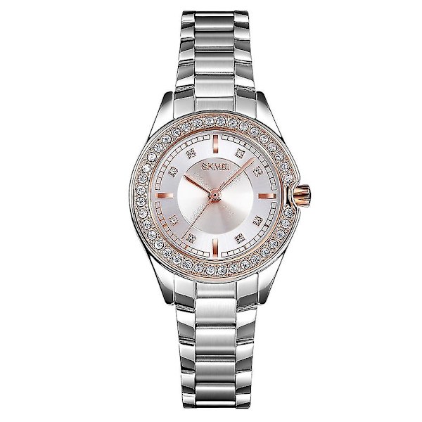 Skmei 1534 Diamond Waterproof Quartz Watch For Women I Utsökt Silver Rose Gold Design