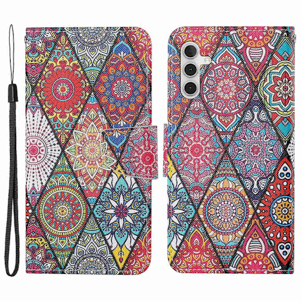 Til Samsung Galaxy A25 5G Etui Mønsterprint Kryds Tekstur Cover Multicolor Rhombus/Totem
