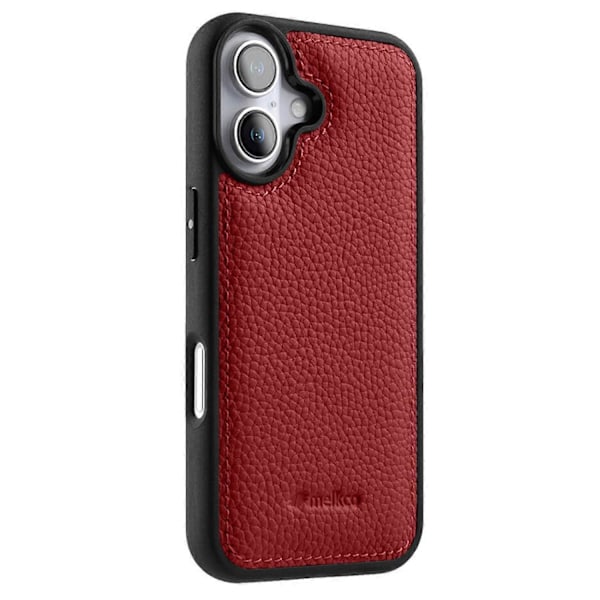 MELKCO Skal för iPhone 16 Plus Äkta Läderklätt PC-Mobilskal - Grön Multicolor Red