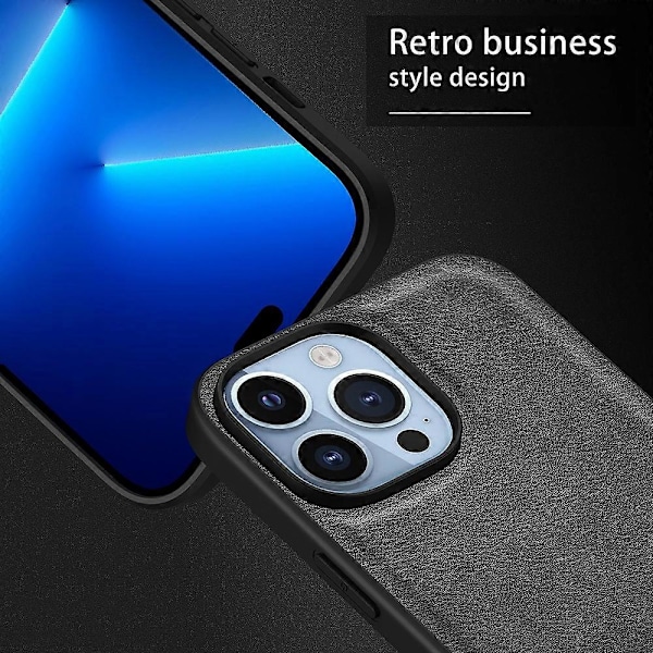 Stöttåligt mobilskal för iPhone 15 Pro Retro PU-läderbelagd TPU+PC Baksida Multicolor Style D