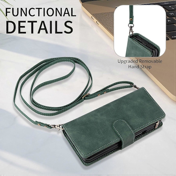 Fodral för Samsung Galaxy Z Fold6 5G med dragkedjeficka, läderfodral med axelrem Multicolor Style E