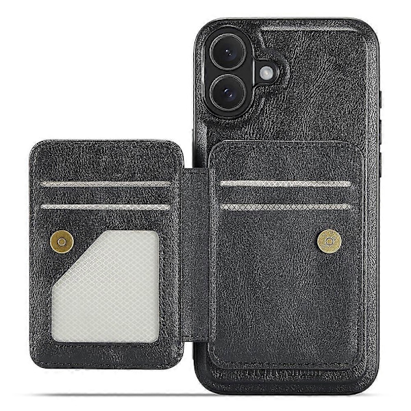 FIERRE SHANN 028 Tyyli iPhone 16 -kotelolle Magneettinen irrotettava korttipaikka Nahkainen takakansi Multicolor Style A