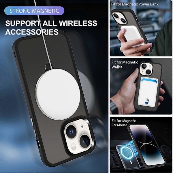 För iPhone 13/14 6.1 tum Kompatibelt med MagSafe Mobilskal PC+TPU Ring Ställ Skyddande Fodral Multicolor Style A