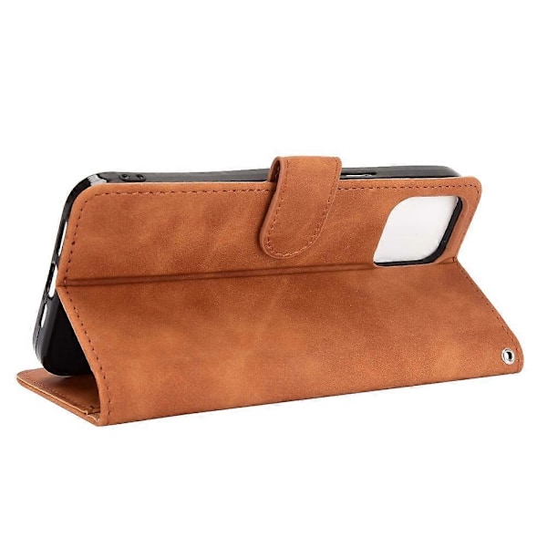 Skin-Touch Ställfunktion PU Läder Skyddande Flip Folio Fodral för iPhone 13 6.1 tum Multicolor Style E