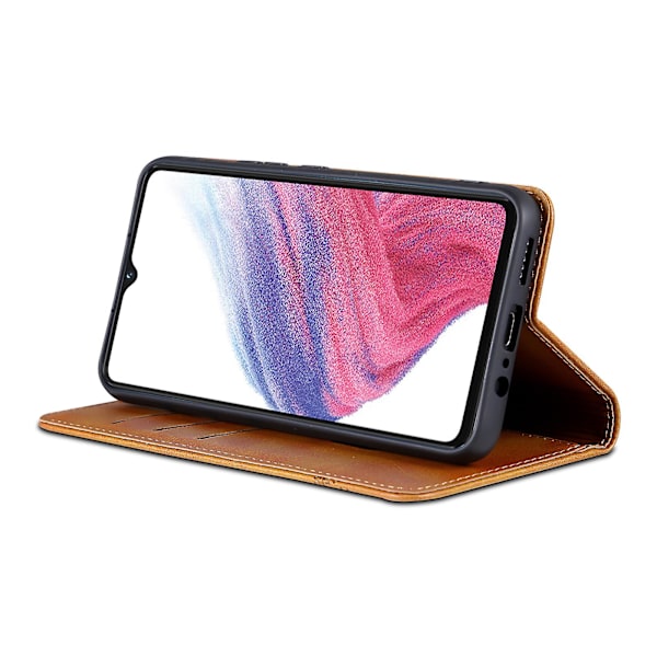 Azns Pu Läder Phone case För Samsung Galaxy A04e 4g, Stativ Magnetic Absorption Flip Cover Brown