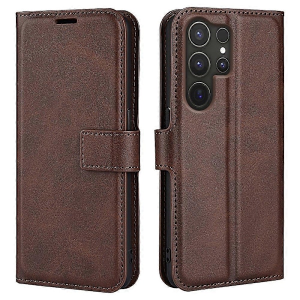 Til Samsung Galaxy S25 Ultra Stand Case Anti-Scratch Kalvetekstur Læder Telefon Cover Multicolor Style G