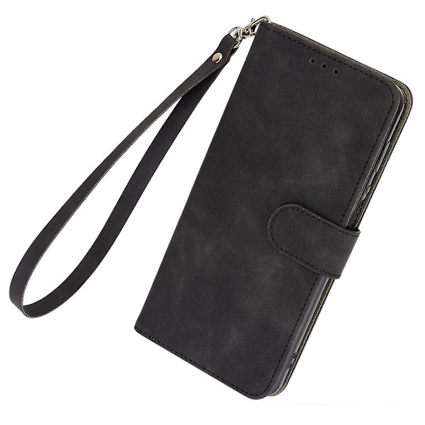 För Realme 11x 5g Skin-touch Phone case Pu Läder Full Skydd Cover Black