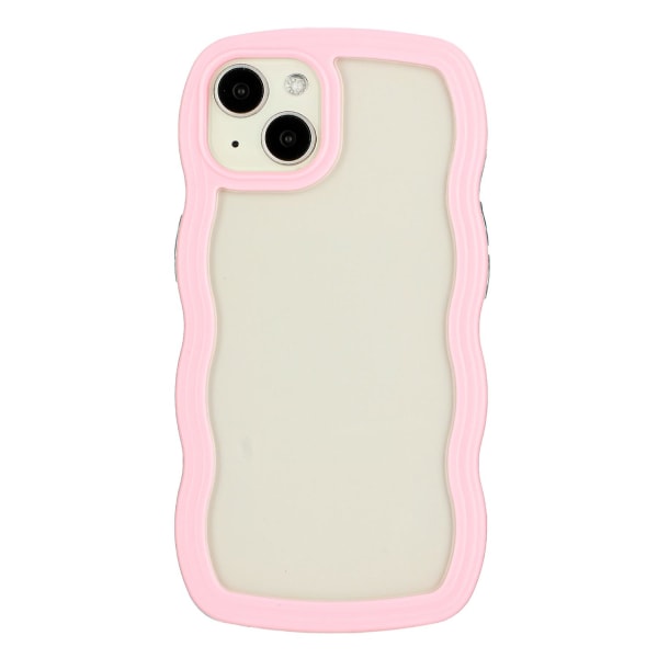 För Iphone 15 Wave Grip Design Phone case Pc + Tpu Skyddande genomskinligt cover Pink