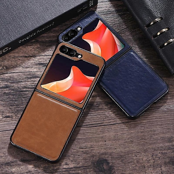Til Samsung Galaxy Z Flip5 5G Stødsikkert Telefoncover PU Læderbelagt Hård PC Ultratyndt Cover Multicolor Style C