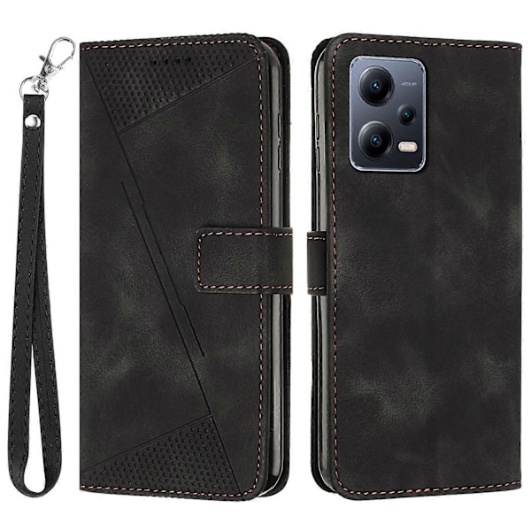 Telefoncover til Xiaomi Redmi Note 12 Pro+ 5G, PU Læder Trekant Præget Wallet Stand Cover Multicolor Style A