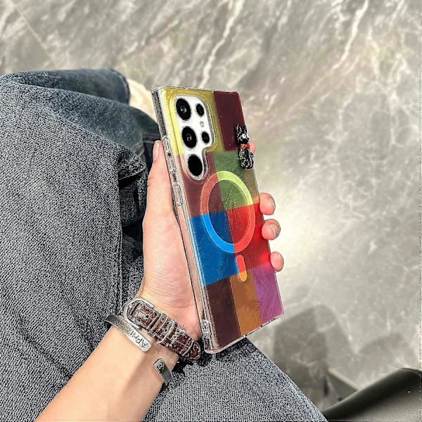 Magnetiskt skal för Samsung Galaxy S24 Ultra Geometriskt mönster PC+TPU Telefonskal Multicolor Style C
