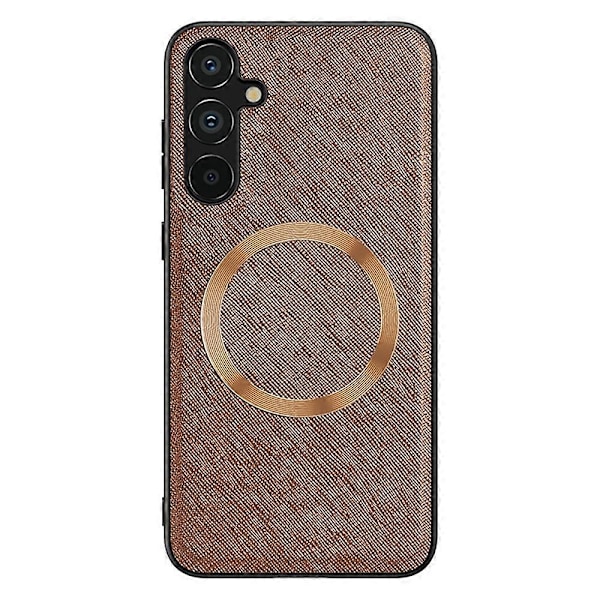 Magnetisk telefoncover til Samsung Galaxy A14 5G/A14 4G med krydsmønstret læderbelagt TPU Multicolor Style D