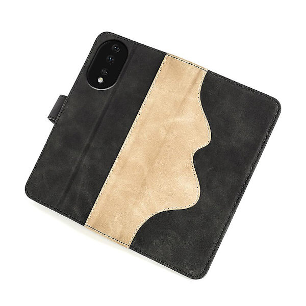 Cover For Honor 80 5g, övergripande täckning Pu Läder Magnetlås Tvåfärgad Design Stativ Phone Case Black