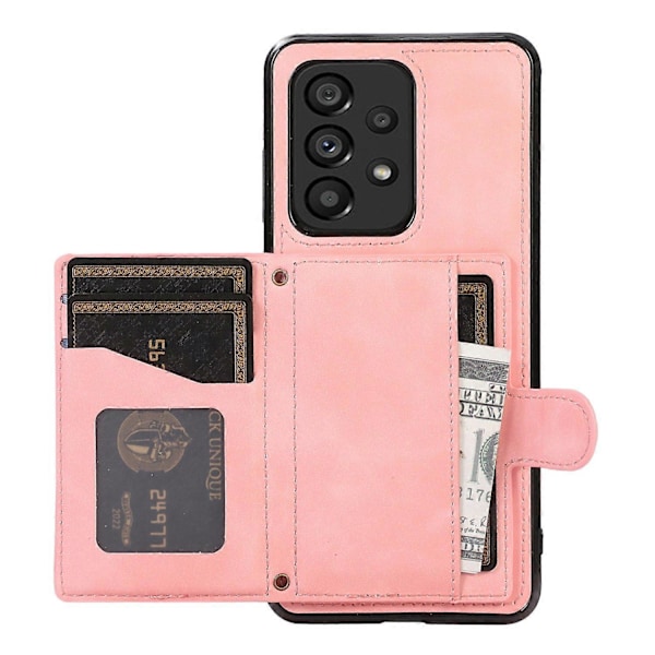 Til Samsung Galaxy A72 5G/4G Etui TPU+PU Læder Støtteben Kortholder Telefon Cover Multicolor Rose Gold