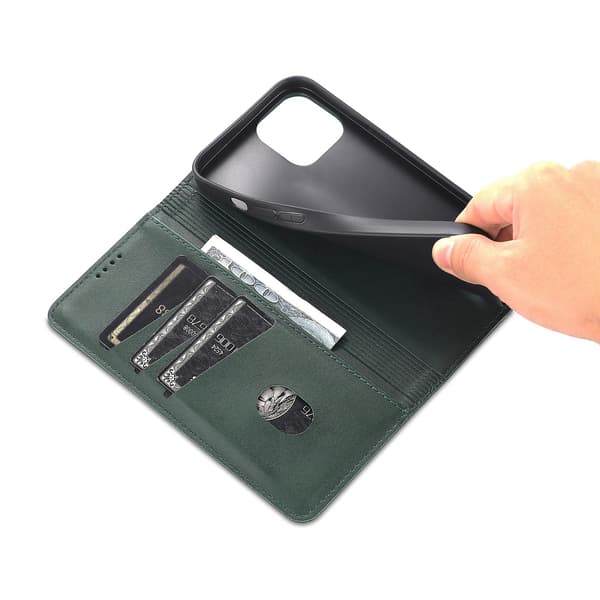 För Iphone 15 Plus anti-scratch Pu Case Stativ Plånbok Cover Green