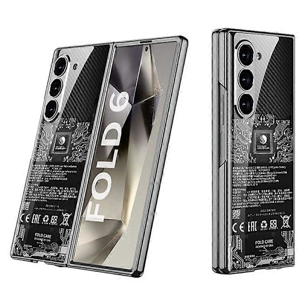 GKK Etui til Samsung Galaxy Z Fold6 5G Elektroplettering Trykt Mønster Hærdet Glas+PC Telefoncover Multicolor Style J