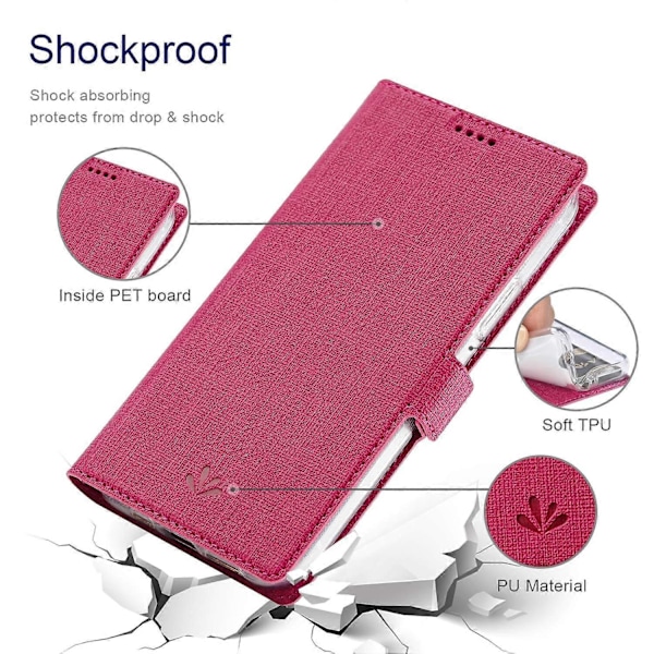 VILI K Series för iPhone 15 Pro Fodral PU Läder Plånbok Ställ Telefonskydd Multicolor Style D