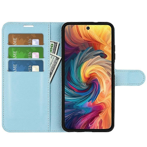 Til ZTE Blade V70 Etui Litchi Tekstur Stødsikkert Læder Wallet Telefon Cover - Grøn Multicolor Blue