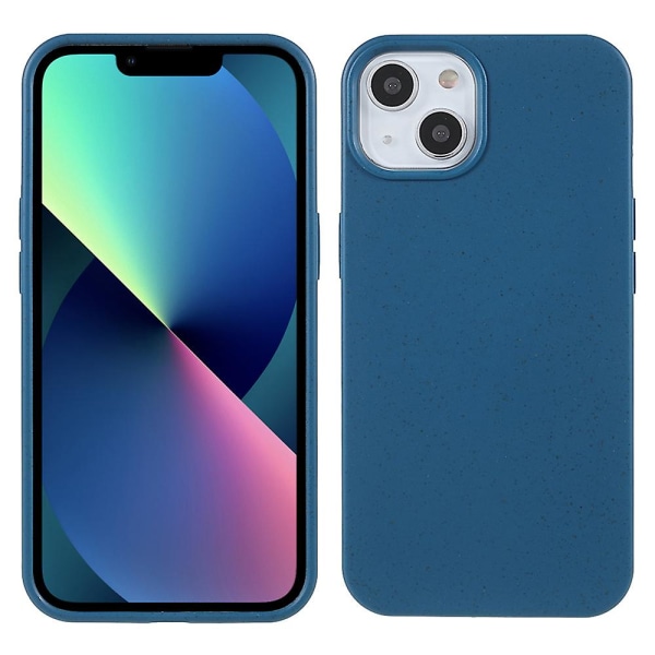 För Iphone 15 Starry Sky Series Matt biologiskt nedbrytbart case Wheat Straw+tpu Hybrid Phone Cover Blue