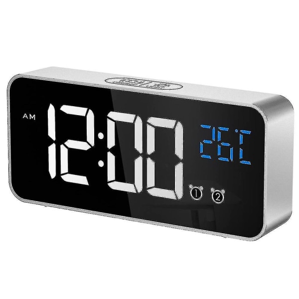 Stort digitalt vækkeur til synshandicappede - Stort elektrisk ur til soveværelse, Jumbo nummerdisplay, Fuldt dæmpbar lysstyrke, USB-porte, S