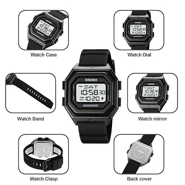 Skmei 1875 Watch, Stil: Silikonband Black Machine Black Black