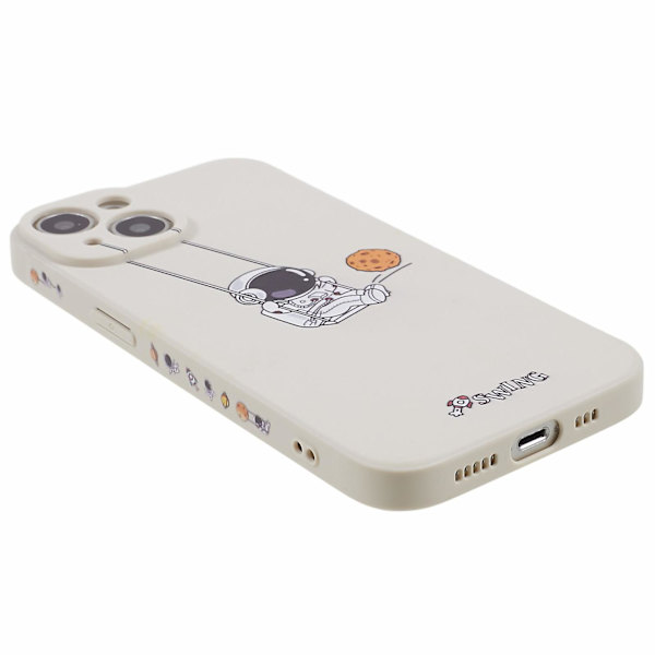 Roligt tecknat Astronaut phone case för Iphone 13, mjukt Tpu reptåligt cover Swing Astronaut White