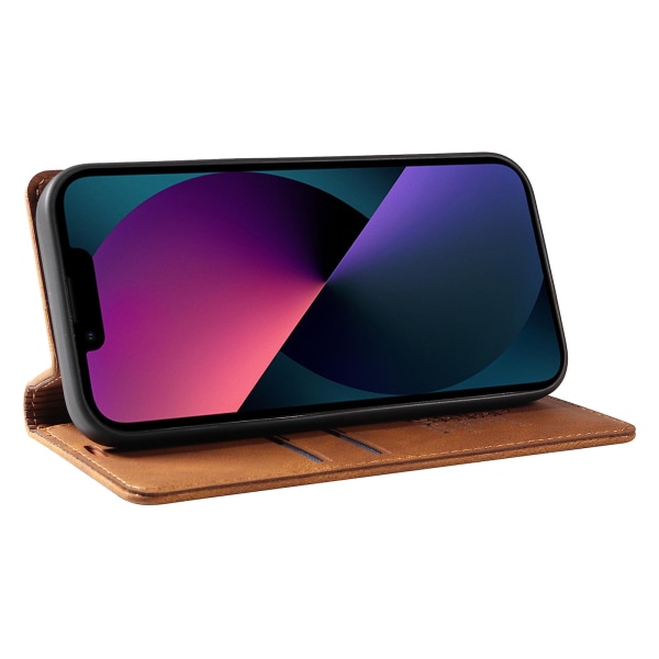 Skin-touch case för Iphone 15 Plus Pu läder plånboksställ Cover Brown