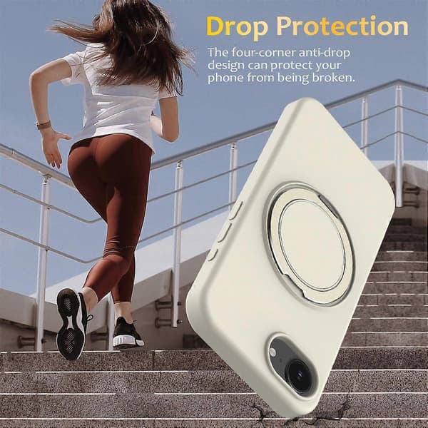 Deksel til iPhone 16e Kompatibelt med MagSafe Stativ PC + Silikon Telefondeksel Multicolor Beige