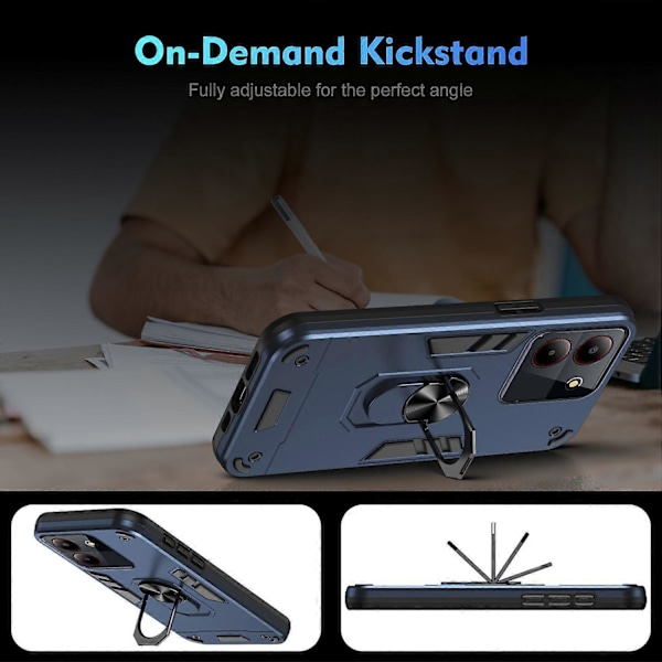 Til ZTE Blade A54 Etui Støtteben PC+TPU Telefon Cover Understøtter Magnetisk Bilholder Multicolor Style B