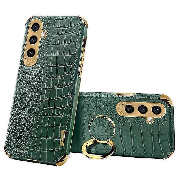 Samsung Galaxy S23 FE -kotelo, rengaspidike, krokotiilinnahkajäljitelmä, nahka+TPU-puhelinkuori Multicolor Style C