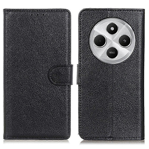 Xiaomi Poco C75 4G/Redmi 14R 5G/14C 4G Lompakkokotelo PU-nahkaa Litsi-kuvioinen puhelinkuori - Multicolor Black