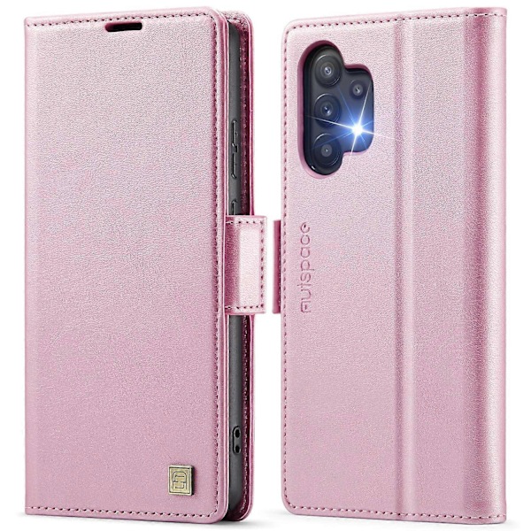 Samsung Galaxy A32 5G -kotelo AUTSPACE A11 RFID-suojattu retro nahkainen matkapuhelinlompakkokotelo Multicolor Pink