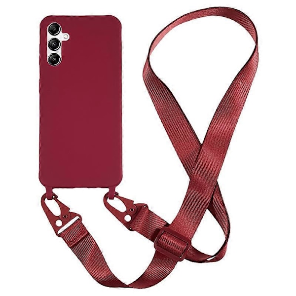 Samsung Galaxy A05s 4G takakansi, matta TPU-kotelo pitkällä kaulanauhalla Multicolor Wine Red