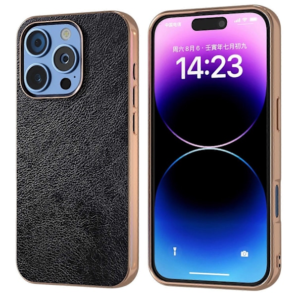 iPhone 16 Pro -kotelo, galvanointi puhelinkuori PU-nahka+TPU Litsi-kuvioitu kotelo Multicolor Style B