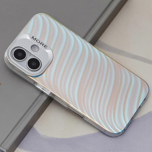 Til iPhone 16 Plus Cover Silikone+PC IMD Laser Tekstur Mat Telefon Cover- Multicolor AK6
