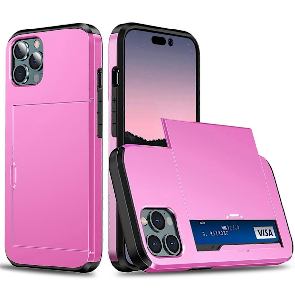 Skal med skjutbart kortfack för iPhone 15 Pro, TPU+PC Dubbla Lager Skyddsfodral Multicolor Style C
