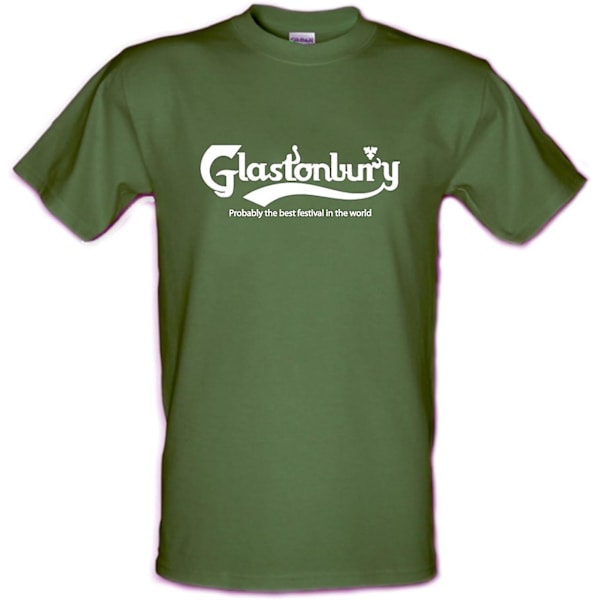 Glastonbury förmodligen världens bästa festival-T-shirt Musikfestival T-shirtfärger i tung bomull Military Green 3XL