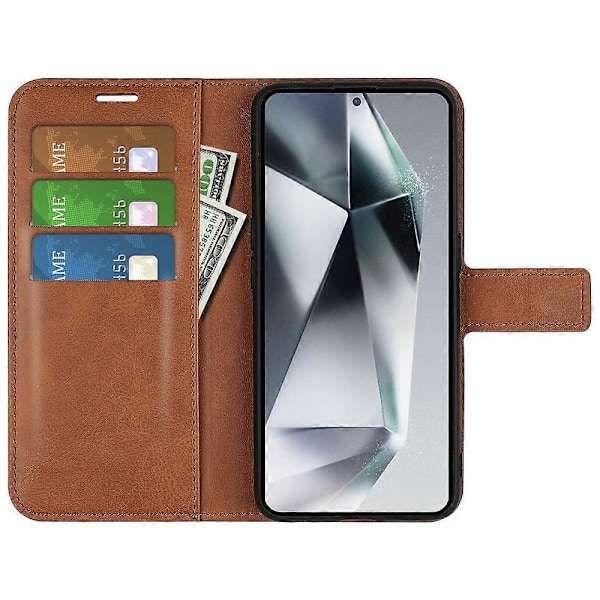 Til Samsung Galaxy S25 Ultra Stand Case Anti-Scratch Kalvetekstur Læder Telefon Cover Multicolor Style F