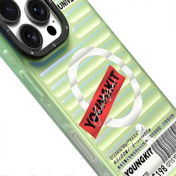 YOUNGKIT Gradient Series deksel til iPhone 16 Pro Kompatibelt med MagSafe IMD TPU Bakdeksel - Blå Multicolor Red
