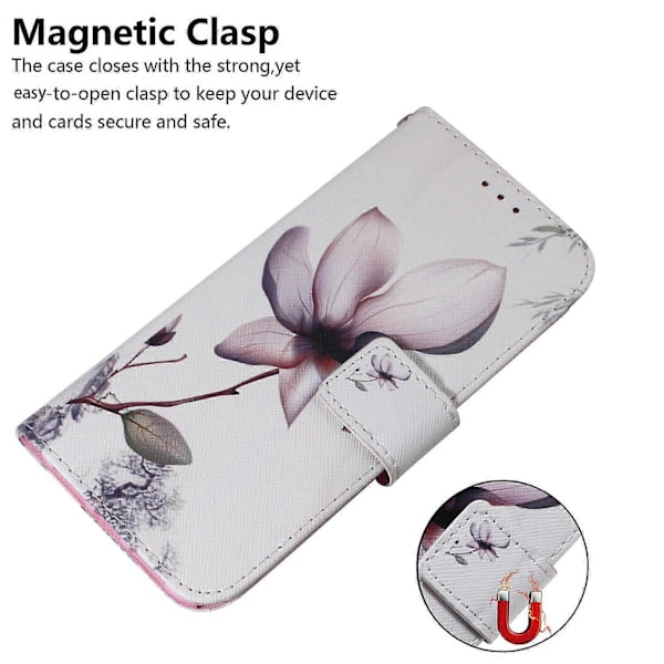 Til Motorola Moto G Power (2025) Wallet Case Mønsterprint Læder Telefon Cover Multicolor Pink Flower